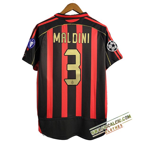 Maglie Calcio AC Milan Retro 3#MALDINI Prima Manica Lunga 2006/2007