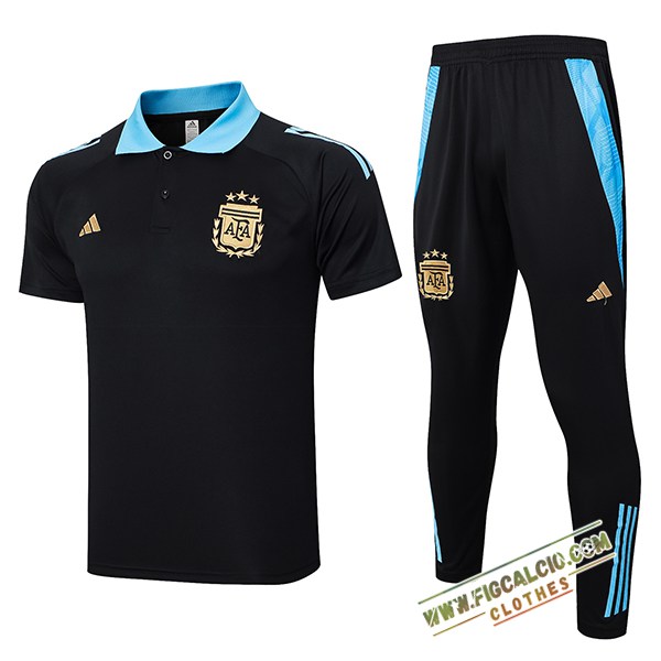 Kit Maglia Polo Argentina Nero/Blu 2024/2025
