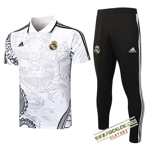 Kit Maglia Polo Real Madrid Bianco/Grigio/Nero 2024/2025