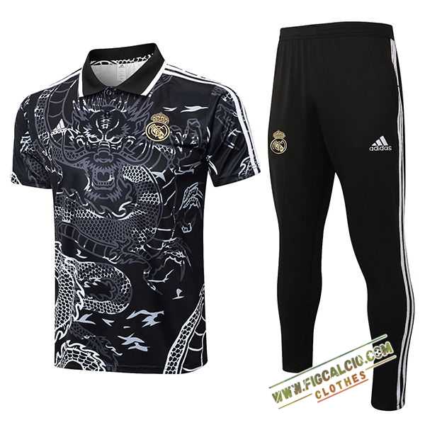 Kit Maglia Polo Real Madrid Nero/Bianco 2024/2025