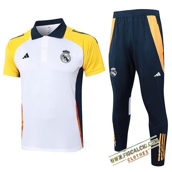 Kit Maglia Polo Real Madrid Bianco/Giallo/Blu 2024/2025