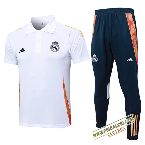 Kit Maglia Polo Real Madrid Bianco/Arancia 2024/2025