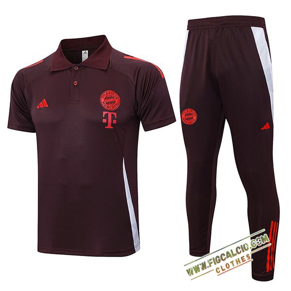 Kit Maglia Polo Bayern Monaco Marrone/Rosso 2024/2025