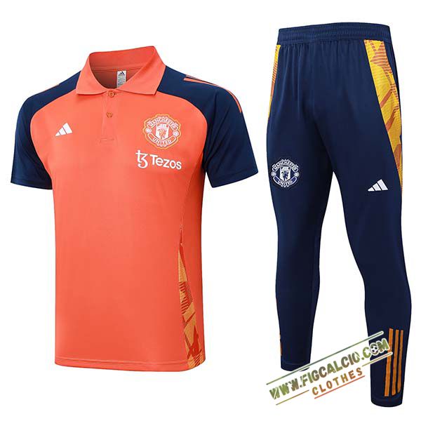Kit Maglia Polo Manchester United Arancia/Blu 2024/2025