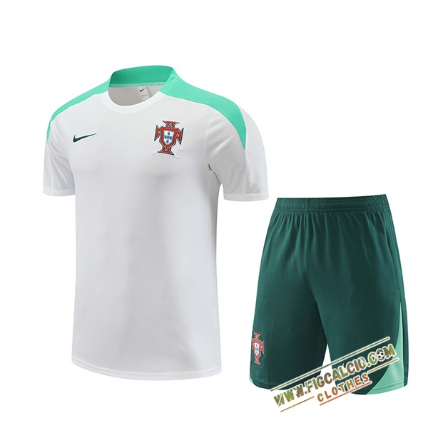 Kit Maglia Allenamento Portogallo Bianco/Verde 2024/2025