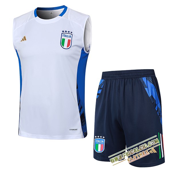 Kit Canotta Allenamento Italia Bianco/Blu 2024/2025
