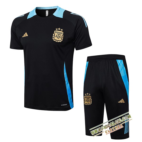 Kit Maglia Allenamento Argentina Nero/Blu 2024/2025