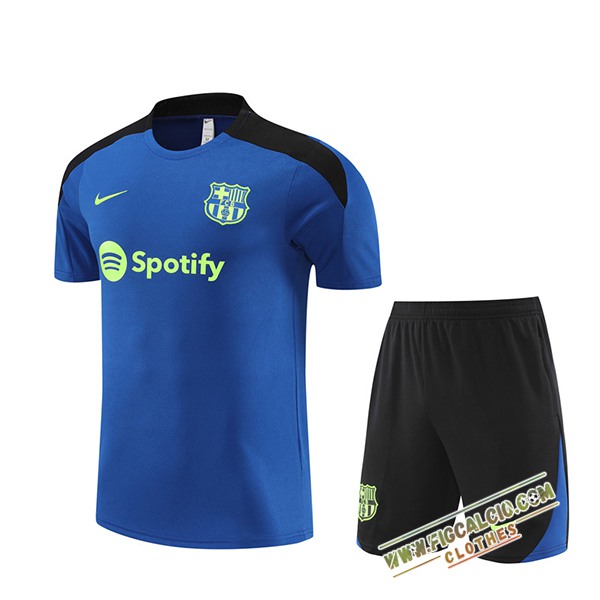 Kit Maglia Allenamento FC Barcellona Blu/Nero 2024/2025