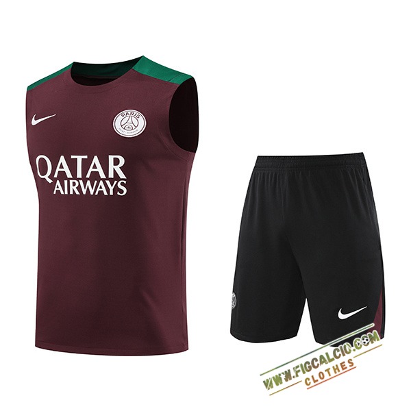Kit Canotta Allenamento PSG Rosso/Verde 2024/2025