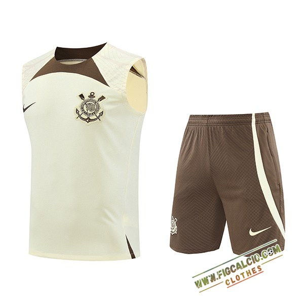 Kit Canotta Allenamento Corinthians Beige/Marrone 2024/2025