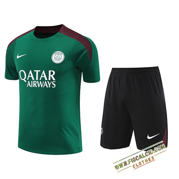 Kit Maglia Allenamento PSG Verde/Rosso 2024/2025