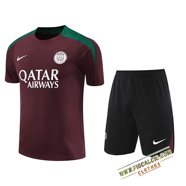 Kit Maglia Allenamento PSG Rosso/Verde 2024/2025