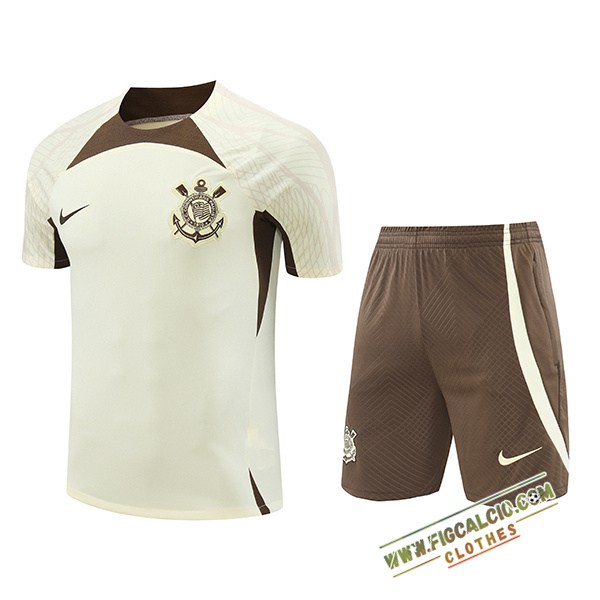 Kit Maglia Allenamento Corinthians Beige/Marrone 2024/2025