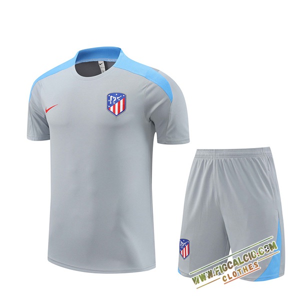 Kit Maglia Allenamento Atletico Madrid Grigio/Blu 2024/2025
