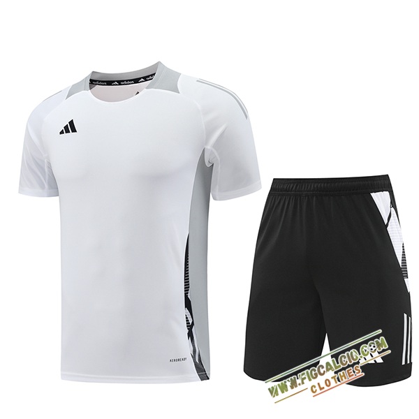 Kit Maglia Allenamento Adidas Bianco/Grigio 2024/2025