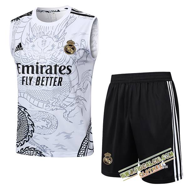 Kit Canotta Allenamento Real Madrid Bianco/Grigio/Nero 2024/2025