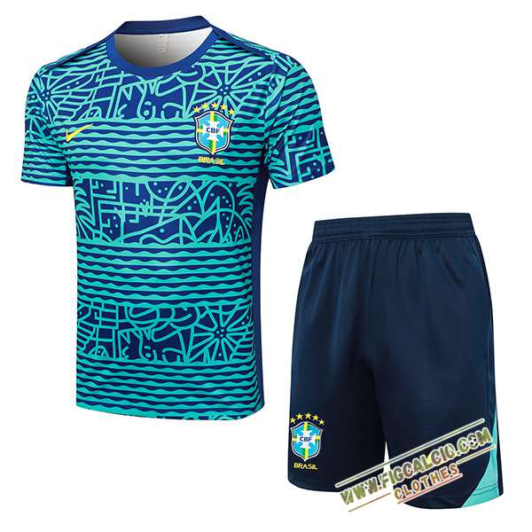 Kit Maglia Allenamento Brasile Blu/Verde 2024/2025 -02