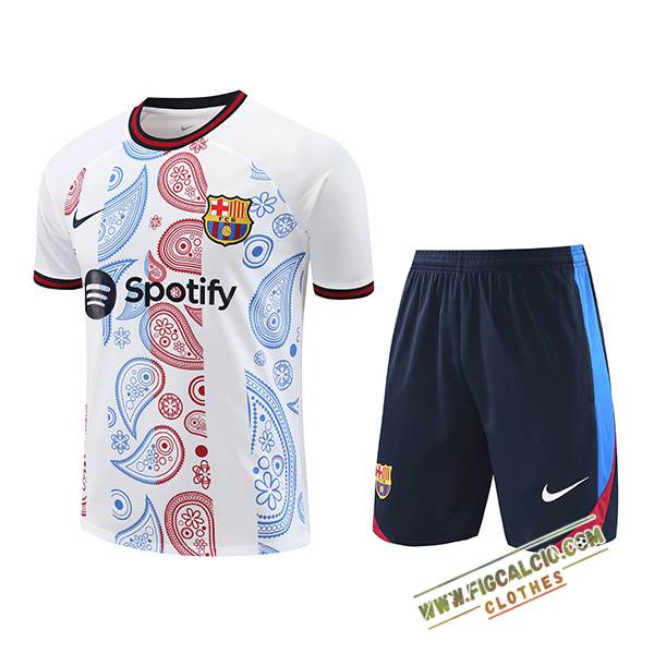 Kit Maglia Allenamento FC Barcellona Bianco/Rosso/Blu 2024/2025