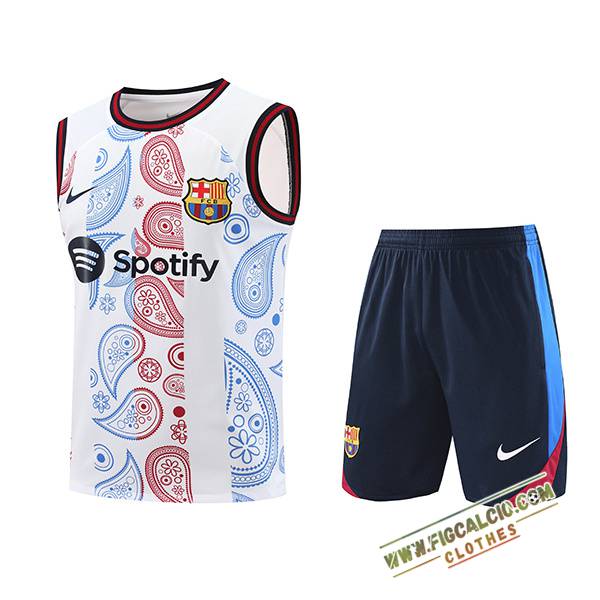 Kit Canotta Allenamento FC Barcellona Bianco/Rosso/Blu 2024/2025