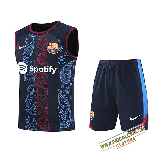Kit Canotta Allenamento FC Barcellona Nero/Rosso/Blu 2024/2025 -02