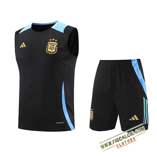 Kit Canotta Allenamento Argentina Nero/Blu 2024/2025