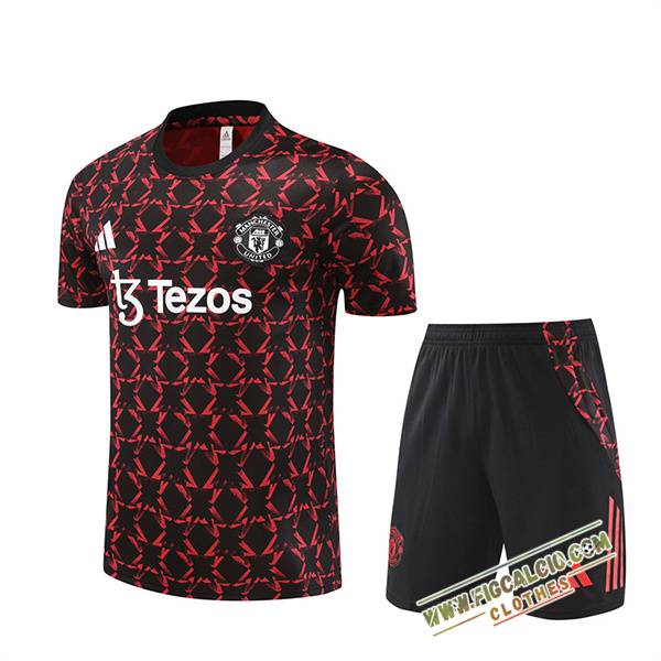 Kit Maglia Allenamento Manchester United Nero/Rosso 2024/2025