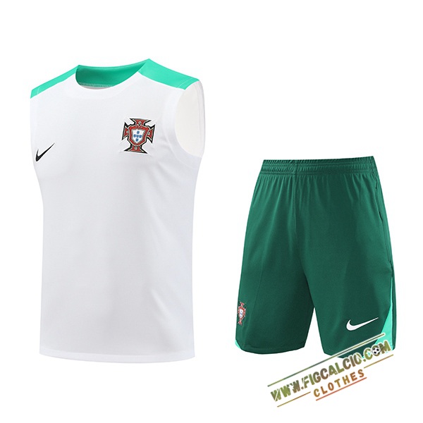 Kit Canotta Allenamento Portogallo Bianco/Verde 2024/2025