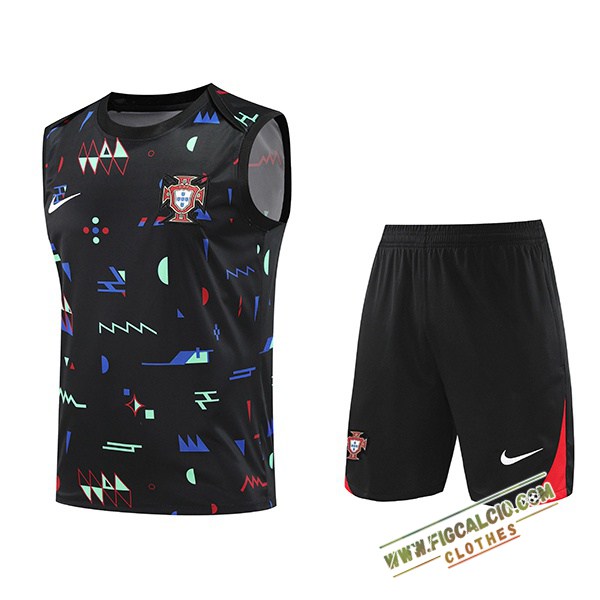 Kit Canotta Allenamento Portogallo Nero 2024/2025