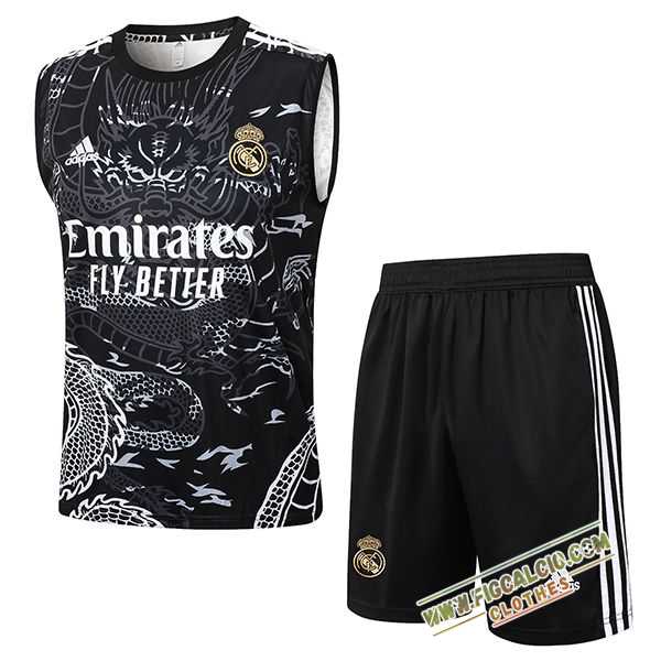 Kit Canotta Allenamento Real Madrid Nero/Bianco 2024/2025