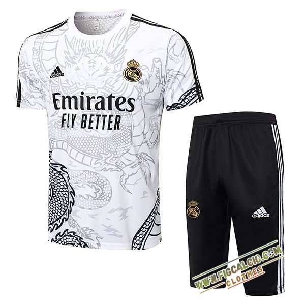 Kit Maglia Allenamento Real Madrid Bianco/Nero 2024/2025