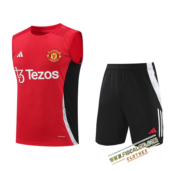 Kit Canotta Allenamento Manchester United Rosso/Nero 2024/2025