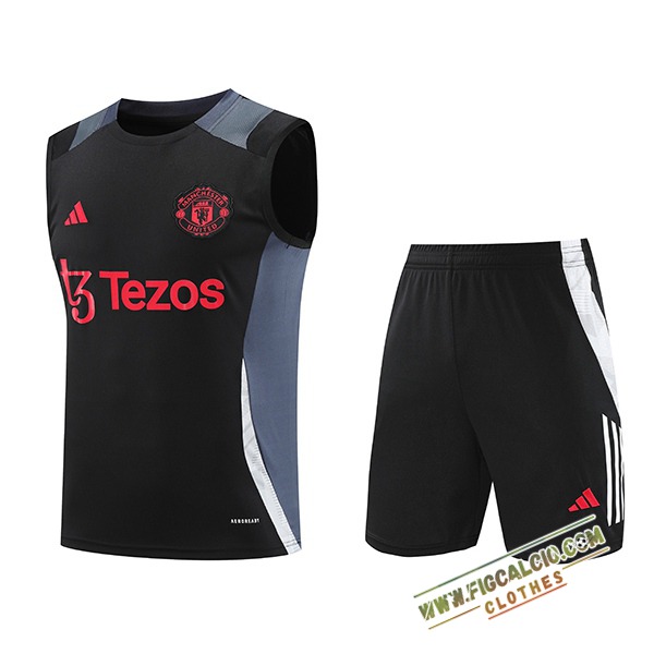 Kit Canotta Allenamento Manchester United Nero/Grigio 2024/2025
