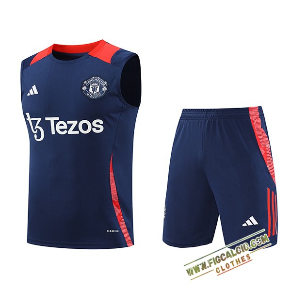 Kit Canotta Allenamento Manchester United Blu Scuro 2024/2025