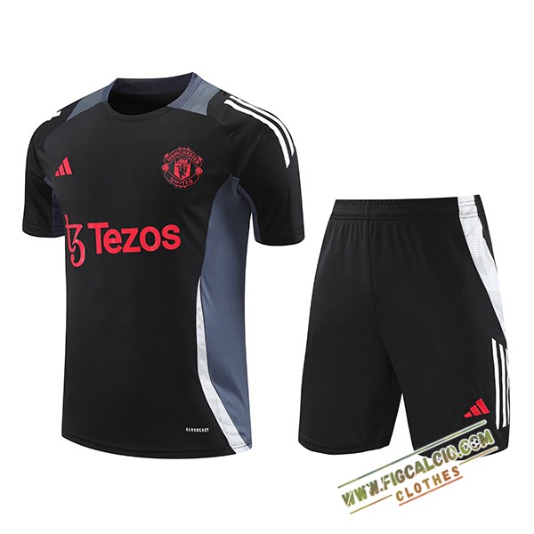 Kit Maglia Allenamento Manchester United Nero/Grigio 2024/2025