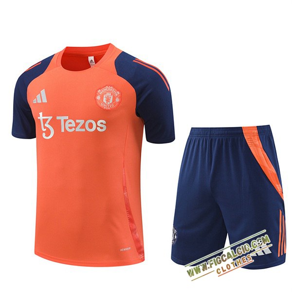 Kit Maglia Allenamento Manchester United Arancia/Blu 2024/2025