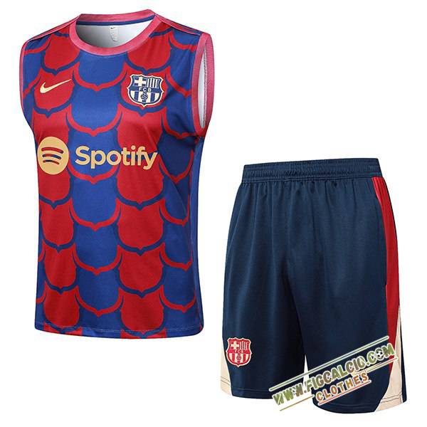 Kit Canotta Allenamento FC Barcellona Rosso/Blu 2024/2025