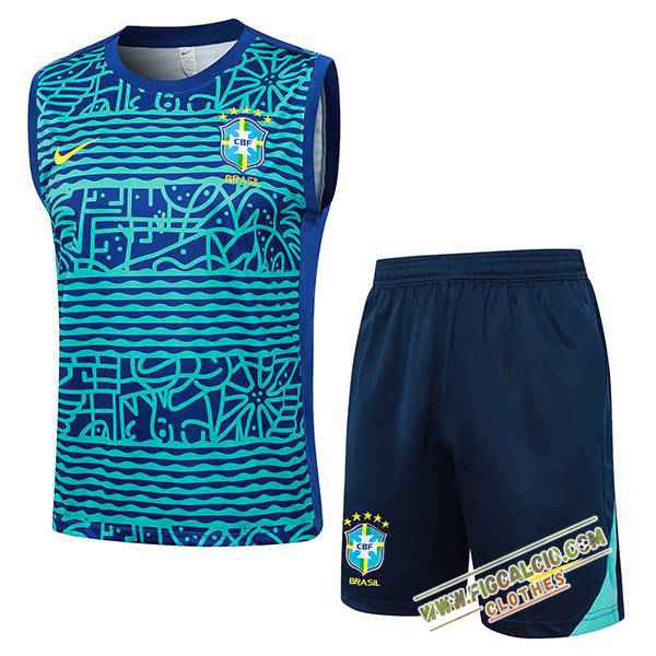 Kit Canotta Allenamento Brasile Blu 2024/2025
