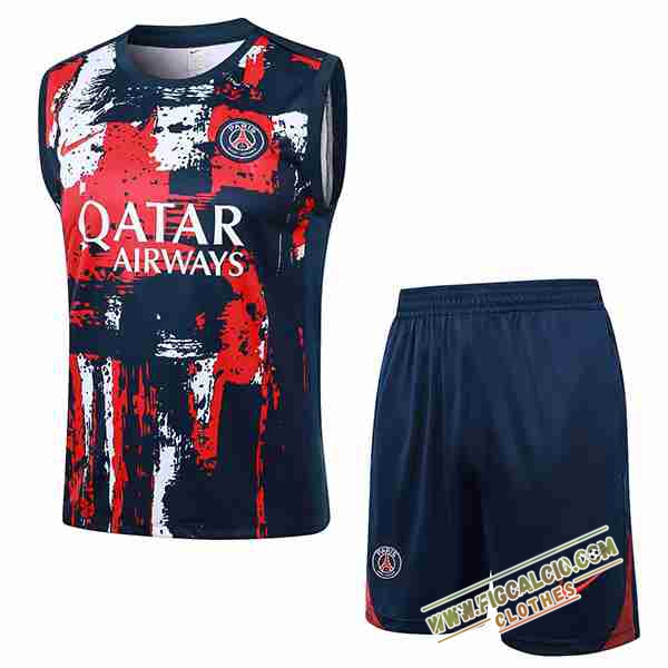 Kit Canotta Allenamento PSG Rosso/Blu/Bianco 2024/2025