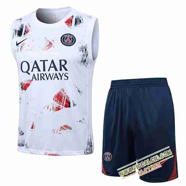 Kit Canotta Allenamento PSG Bianco/Rosso/Blu 2024/2025