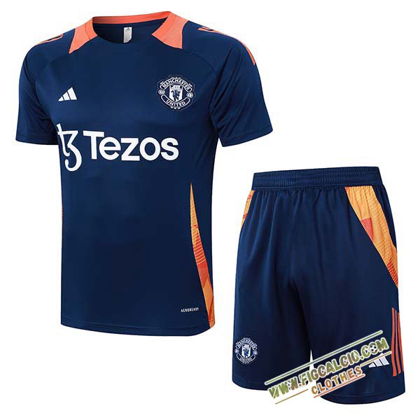Kit Maglia Allenamento Manchester United Blu/Arancia 2024/2025