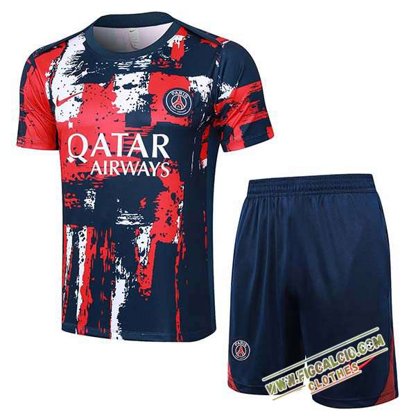 Kit Maglia Allenamento PSG Rosso/Blu 2024/2025