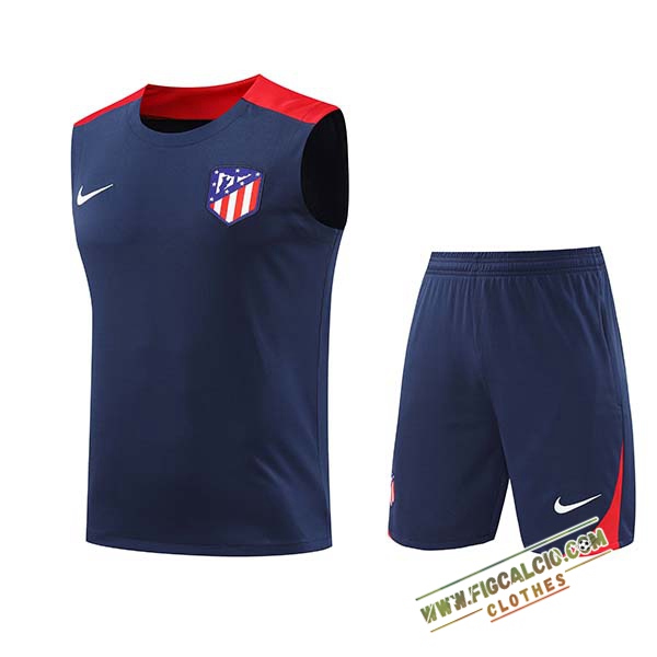 Kit Canotta Allenamento Atletico Madrid Blu/Rosso 2024/2025
