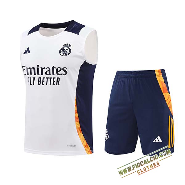 Kit Canotta Allenamento Real Madrid Bianco/Blu/Arancia 2024/2025