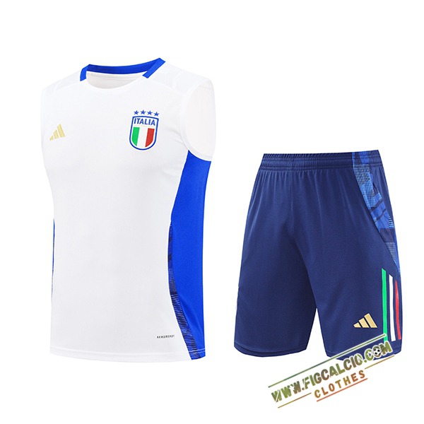 Kit Canotta Allenamento Italia Bianco/Blu 2024/2025