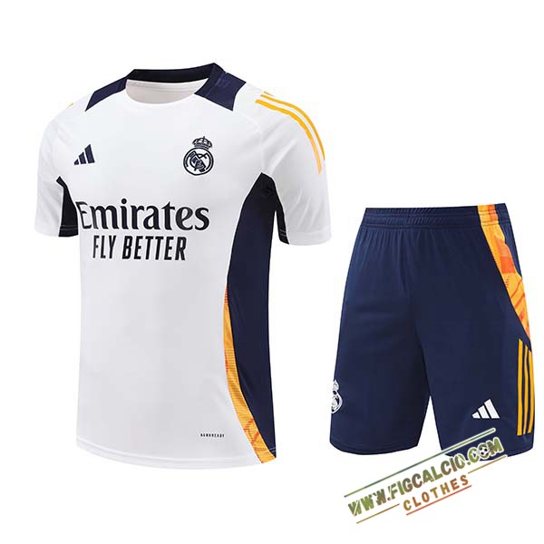 Kit Maglia Allenamento Real Madrid Bianco/Blu/Arancia 2024/2025