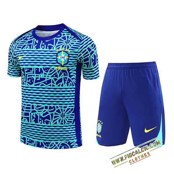Kit Maglia Allenamento Brasile Blu/Verde 2024/2025 -03