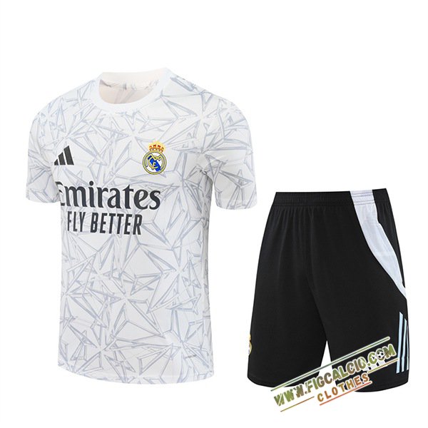 Kit Maglia Allenamento Real Madrid Bianco/Grigio 2024/2025