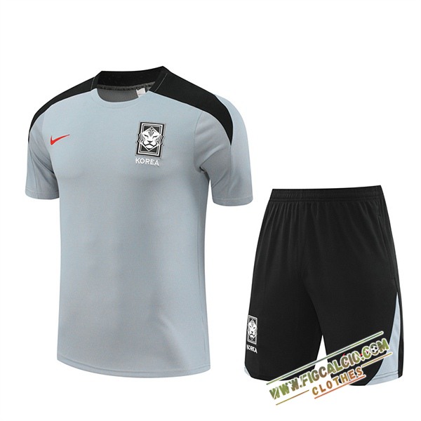 Kit Maglia Allenamento Corée Du Sud Grigio/Nero 2024/2025