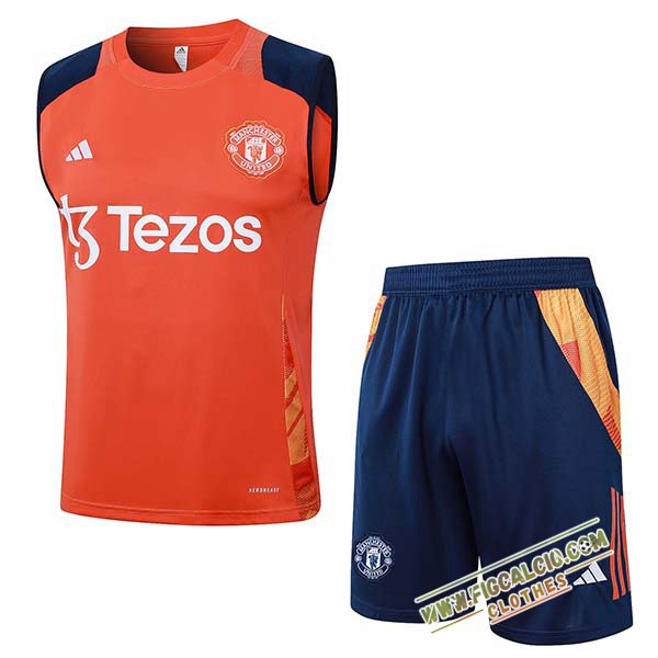 Kit Canotta Allenamento Manchester United Arancia/Blu 2024/2025