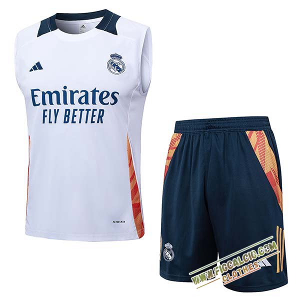 Kit Canotta Allenamento Real Madrid Bianco/Arancia 2024/2025